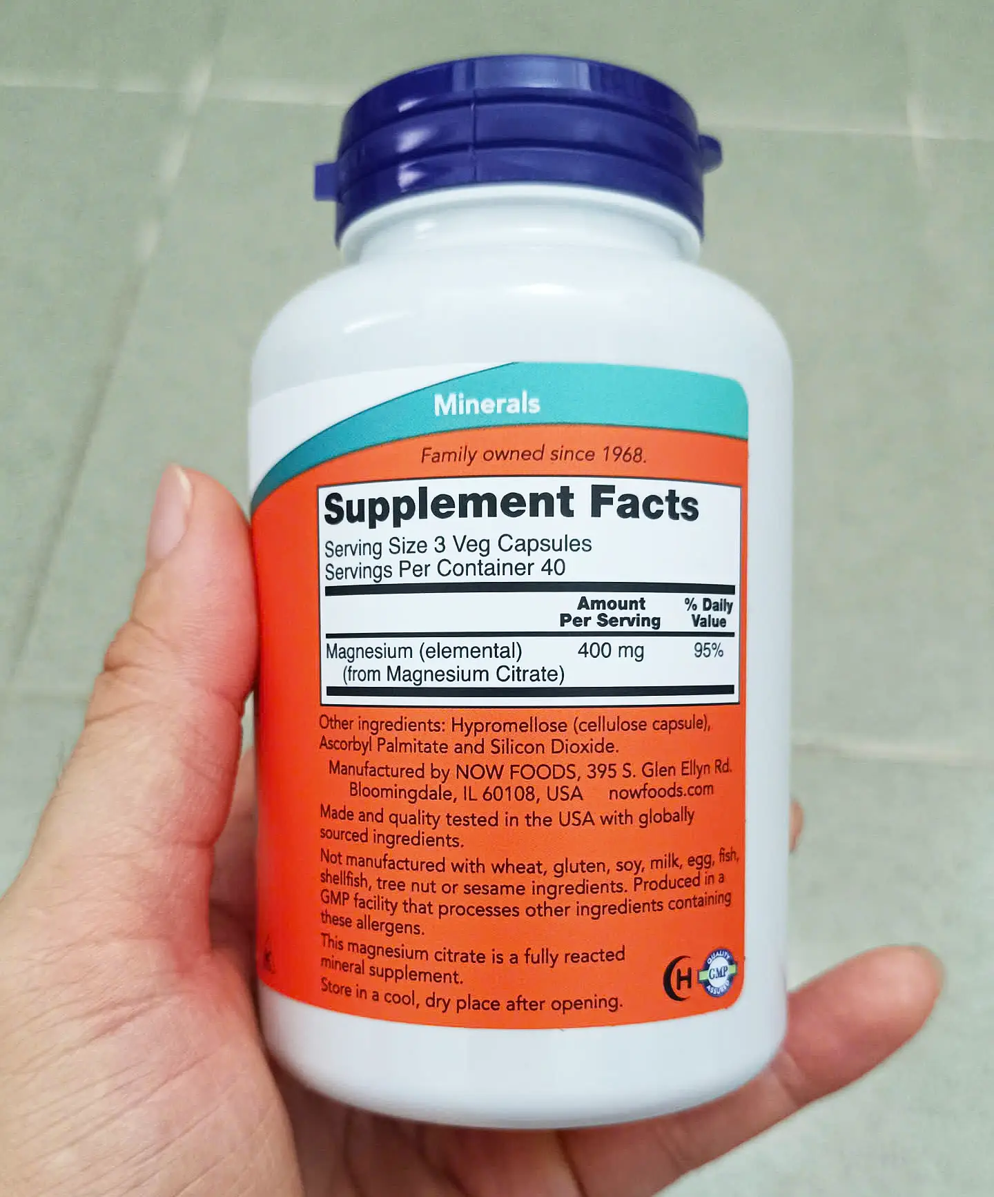 Magie thuần chay Now Magnesium Citrate 120 viên của Mỹ Viên uống Now Magnesium Citrate 120 viên