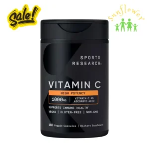 Viên uống Sports Research Vitamin C 1000mg High Potency 180 viên của Mỹ