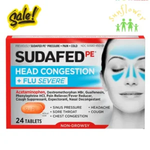 Viên uống Sudafed PE Head Congestion + Flu Severe 24 viên của Mỹ