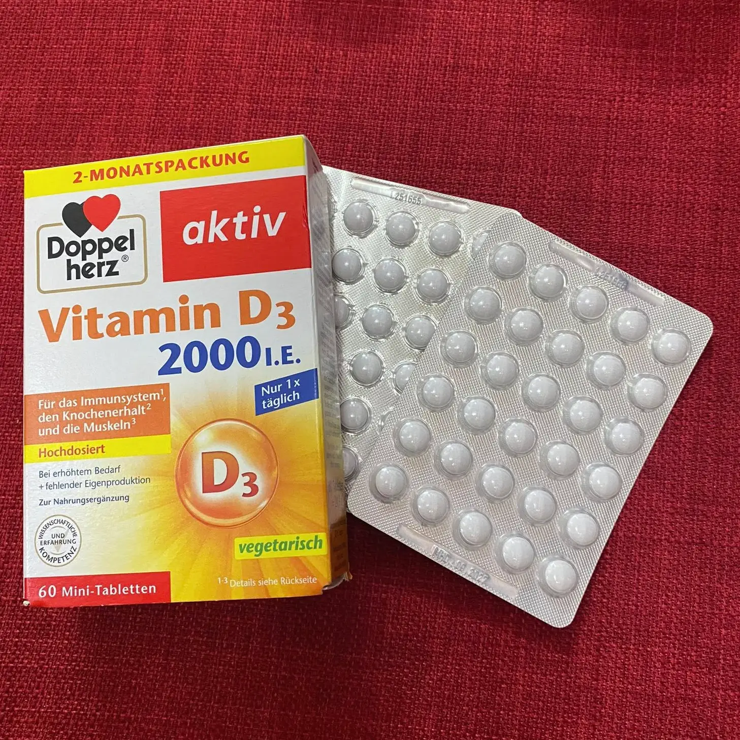 Viên uống Doppelherz Vitamin D3 2000 IE 60 viên của Đức Viên uống Vitamin D3 2000 I.E. Doppelherz Đức 60 viên