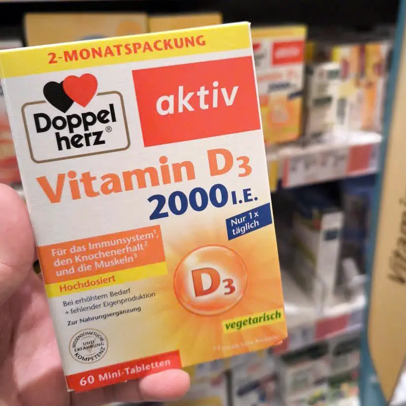 Viên uống Doppelherz Vitamin D3 2000 IE 60 viên của Đức Viên uống Vitamin D3 Doppelherz Aktiv 2000 IE 60 viên