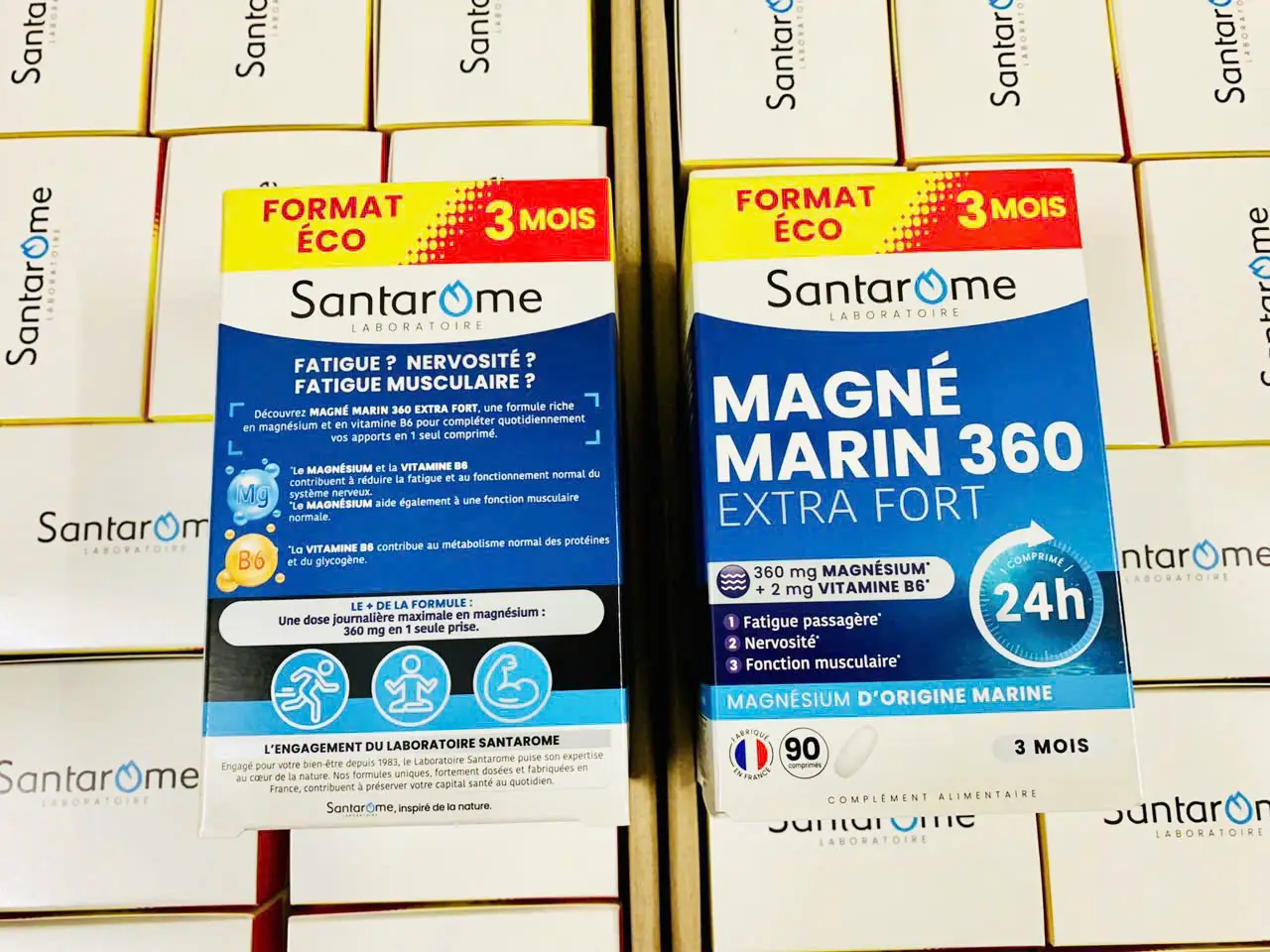 Viên uống Magie Santarome Magné Marin 360 Extra Fort 90 viên của Pháp Viên uống bổ sung Magne Marin 360 Extra fort Santarome 90 viên magie từ tảo biển