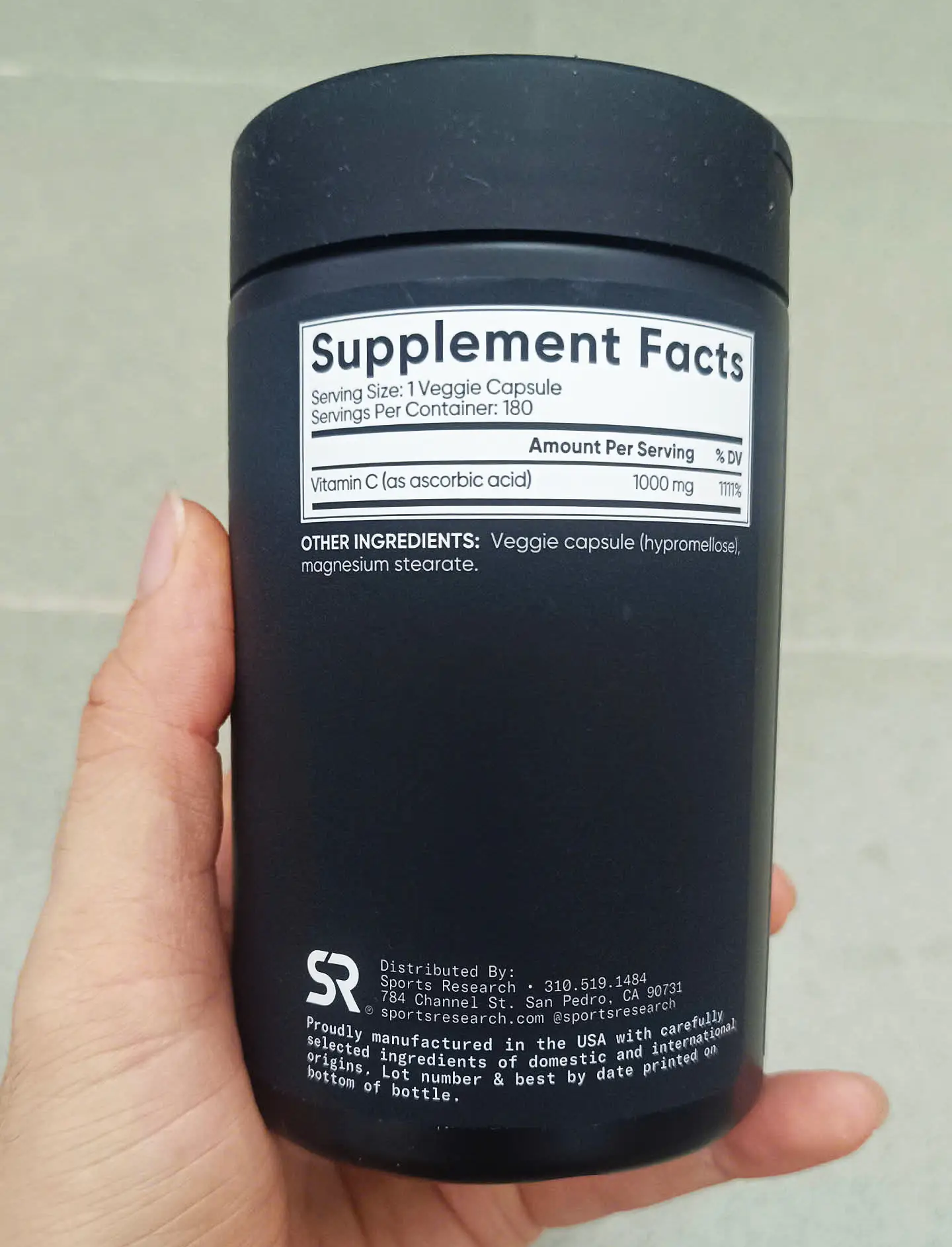 Viên uống Sports Research Vitamin C 1000mg High Potency 180 viên của Mỹ Viên uống bổ sung Vitamin C Sports Research 1000mg 180 viên