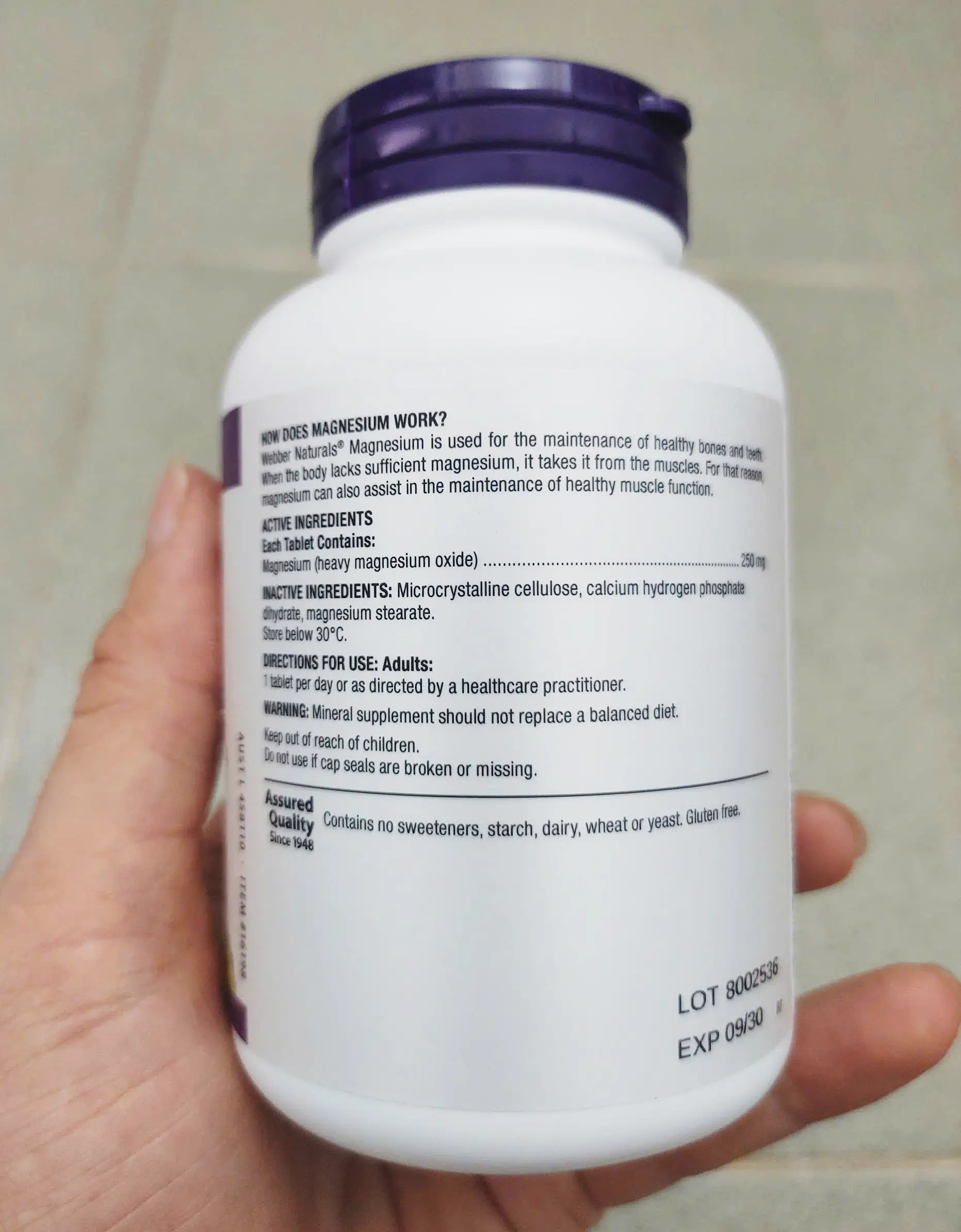 Viên uống Magie Webber Naturals Magnesium 250mg 150 viên của Canada Viên uống bổ sung magie Webber Naturals Magnesium 250mg, 150 viên của Canada