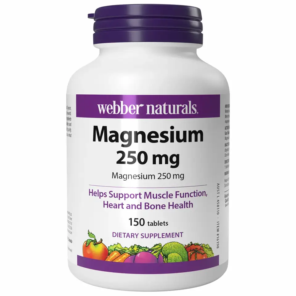 Viên uống Magie Webber Naturals Magnesium 250mg 150 viên của Canada Viên uống bổ sung magie Webber Naturals Magnesium 250mg, 150 viên