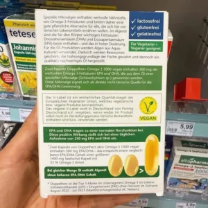 Viên uống Doppelherz Omega 3 1000 Vegan 60 viên của Đức Viên uống dầu tảo Doppelherz Omega 3 1000 Vegan 60 viên