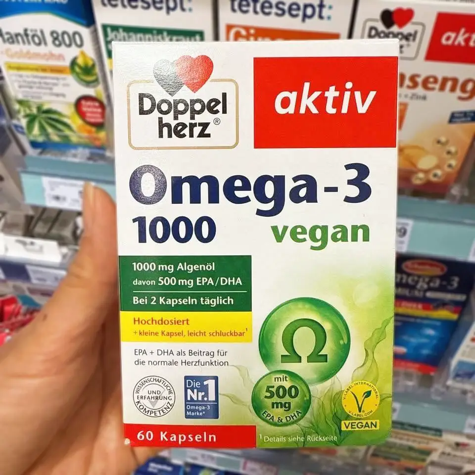 Viên uống Doppelherz Omega 3 1000 Vegan 60 viên của Đức Viên uống dầu tảo Doppelherz Omega 3 1000 Vegan 60 viên của Đức