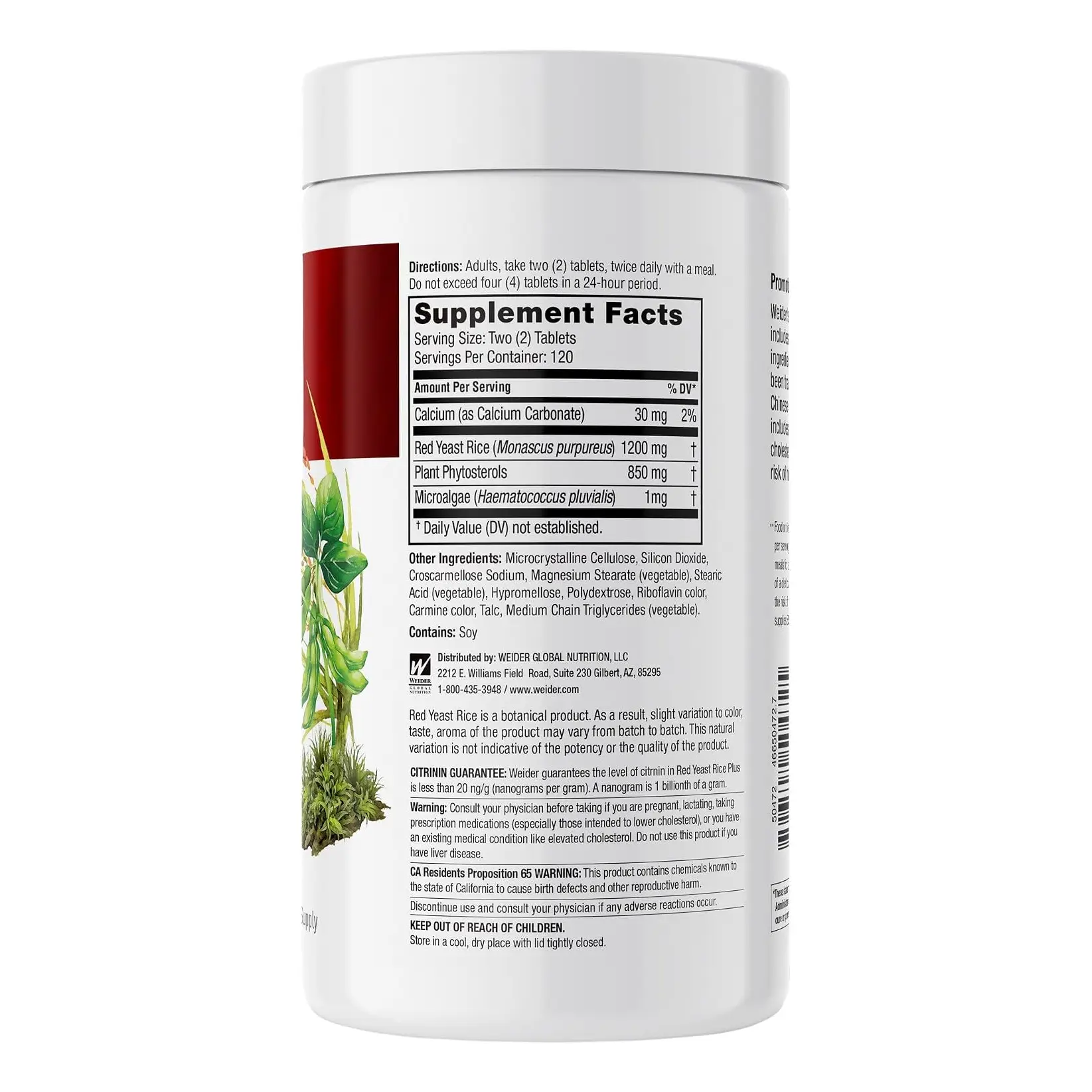Men gạo đỏ Weider Red Yeast Rice Plus 240 viên của Mỹ Viên uống giảm nguy cơ tim mạch Weider Red Yeast Rice Plus 1200 mg 240 viên