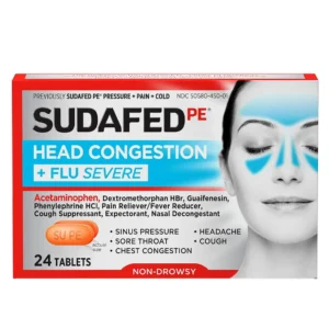 Viên uống thông mũi Sudafed PE Head Congestion + Flu Severe 24 viên của Mỹ