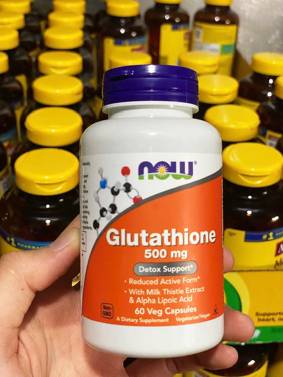 Viên uống trắng da NOW Glutathione 500mg 60 Viên của Mỹ Viên uống trắng da Glutathione Now 500mg 60 viên