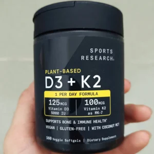 Viên uống Vitamin D3 K2 Sports Research 160 viên của Mỹ Viên vitamin D3 K2 thuần chay Sports Research 160 viên của Mỹ