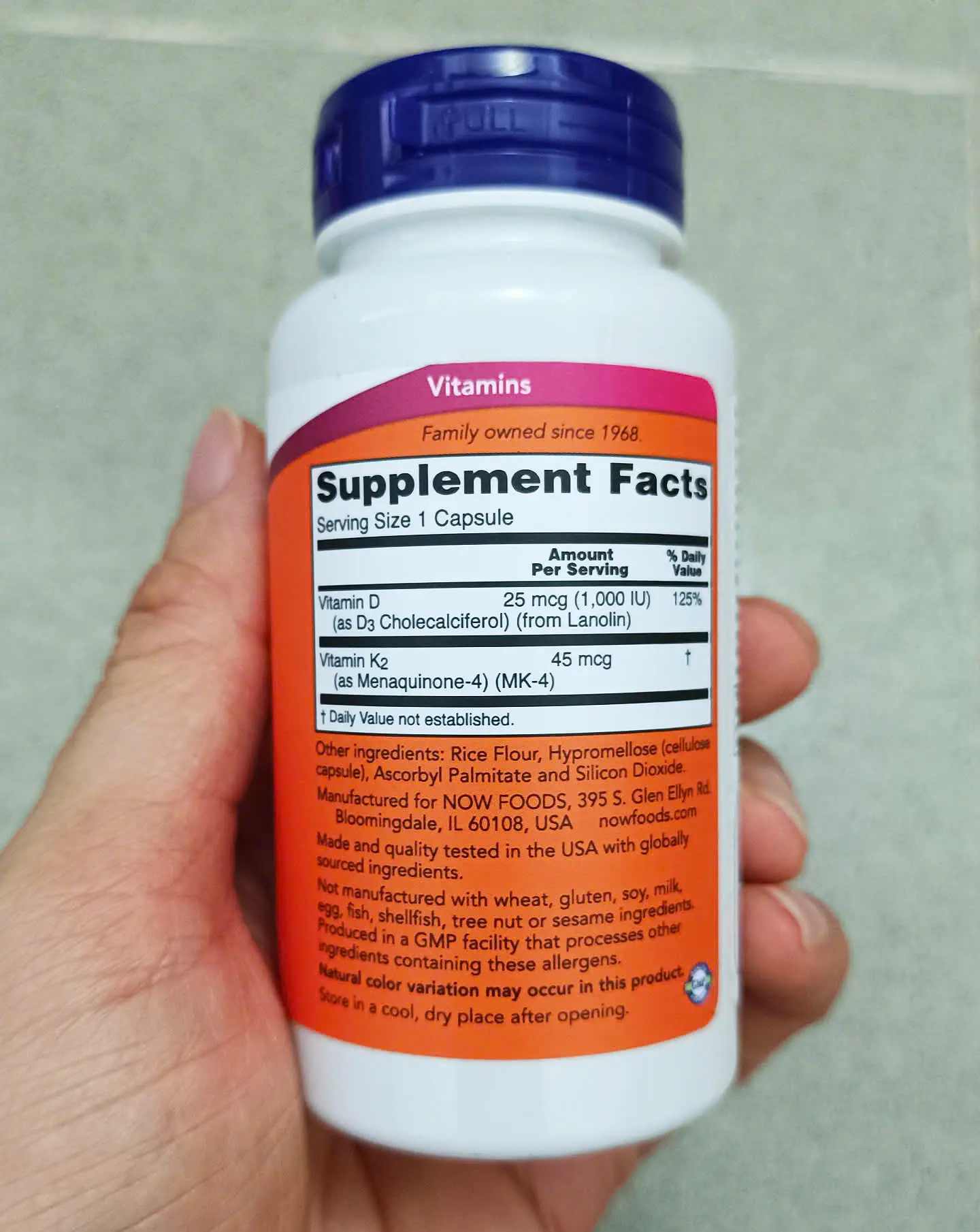 Viên uống Vitamin D3 K2 NOW 120 viên của Mỹ Vitamin D3 K2 Now 120 viên của Mỹ hỗ trợ xương chắc khỏe