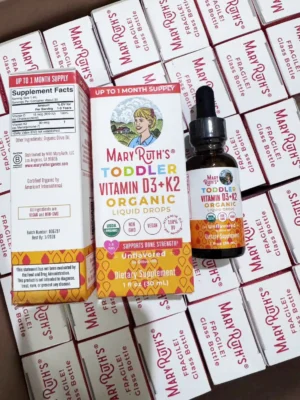 Vitamin D3 K2 dạng giọt MaryRuth's Toddler Organic Liquid Drops 30ml của Mỹ cho bé từ 1 đến 3 tuổi Vitamin D3 K2 dạng giọt MaryRuth's Toddler Vitamin D3+K2 Organic Liquid Drops 30ml của Mỹ