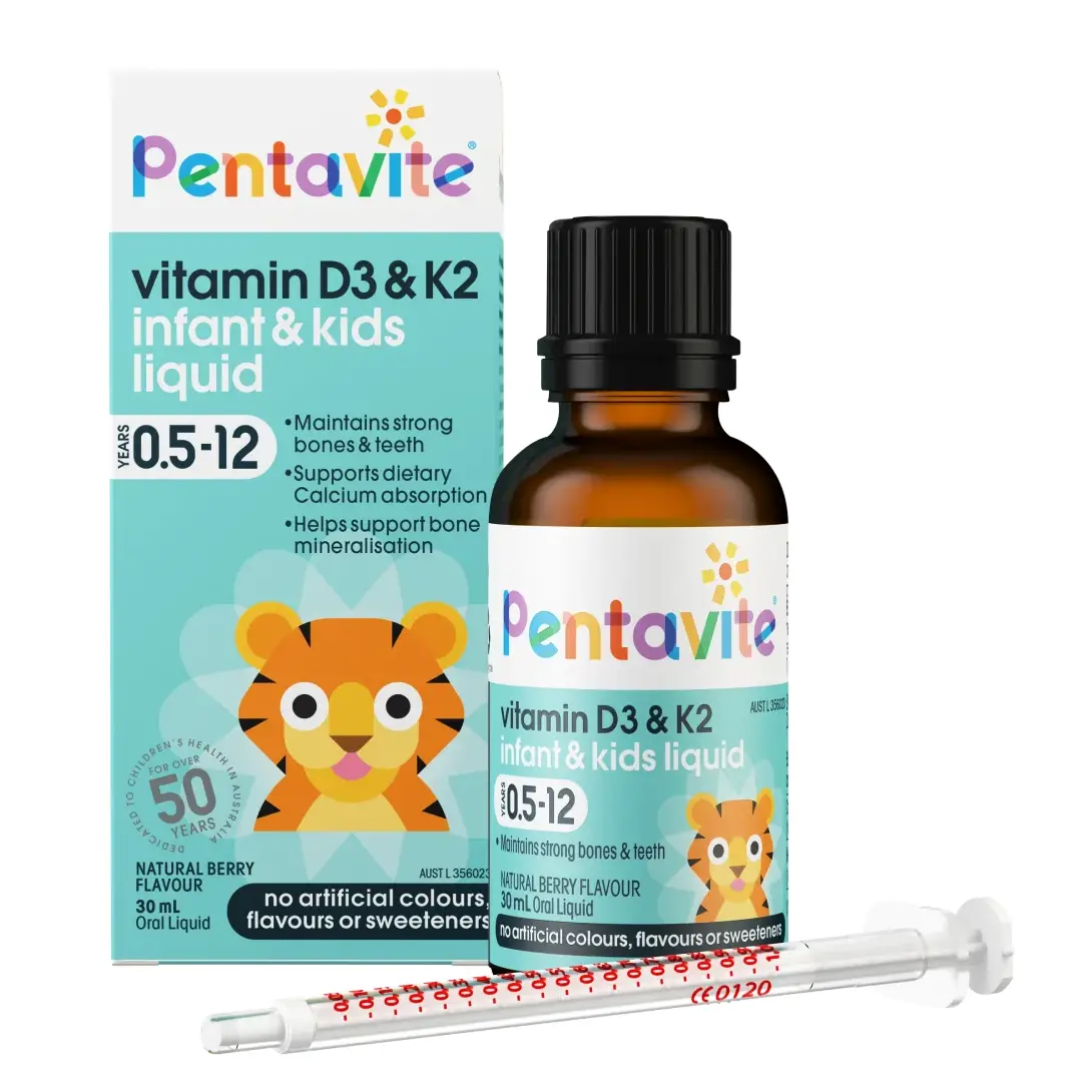 Siro Pentavite Vitamin D3 K2 Kids Liquid 30ml của Úc Vitamin D3 & K2 lỏng cho bé Pentavite Infant & Kids Liquid