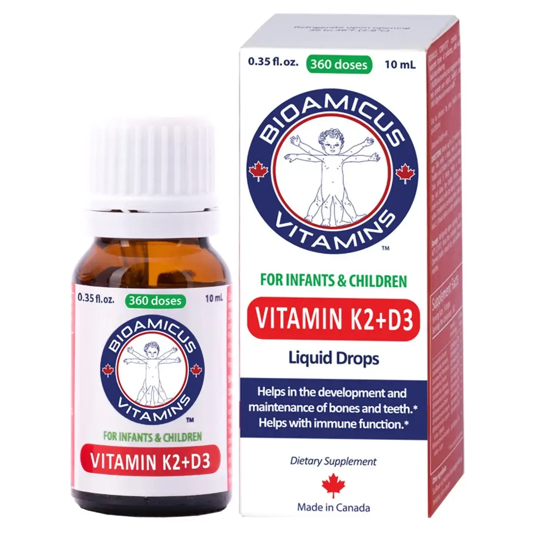 BioAmicus Vitamin K2 D3 Liquid Drops 10ml của Canada Vitamin D3K2 BioAmicus Cho Bé Từ Sơ Sinh 10ml