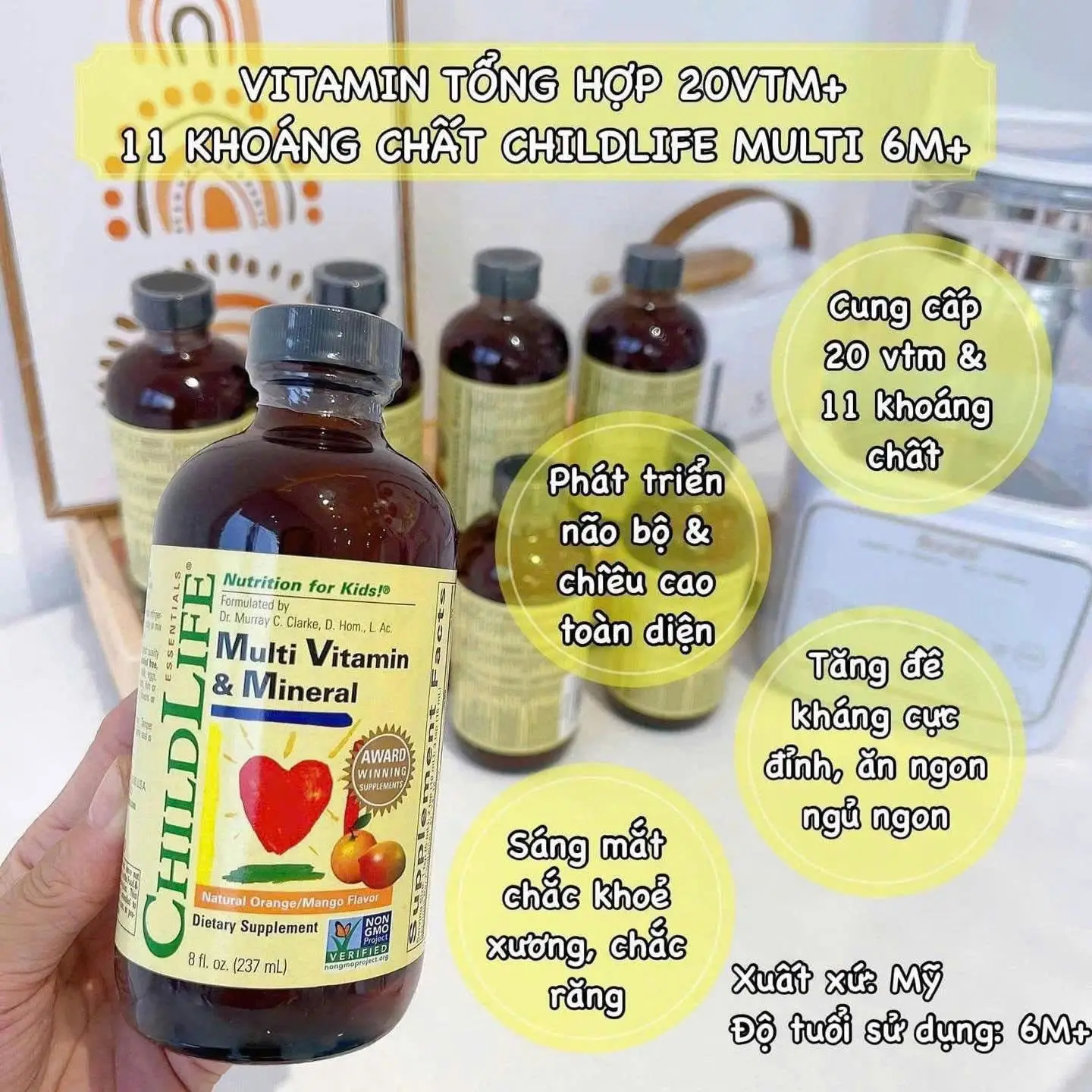 Siro vitamin tổng hợp ChildLife Multi Vitamin & Mineral 237ml của Mỹ Vitamin tổng hợp Childlife Multi Vitamin Mineral 237ml