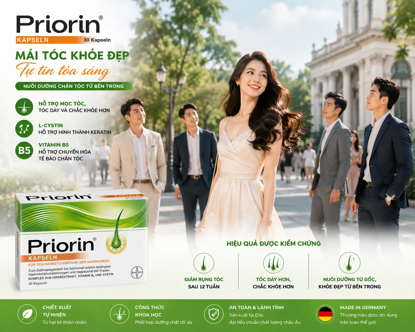 Viên uống mọc tóc Priorin 30 viên của Đức Bayer Priorin 30 Viên Thuốc Mọc Tóc Và Chống Rụng Tóc Của Đức