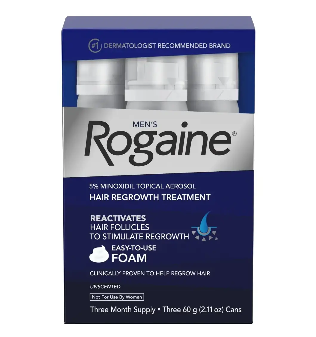 Bọt mọc tóc cho nam Men's Rogaine Minoxidil 5% Set Foam 60g x 3 lọ của Mỹ Bọt hỗ trợ mọc tóc cho nam Men's Rogaine Minoxidil 5% Foam set 3 lọ
