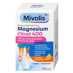 Bột pha uống Mivolis Magnesium Citrat 400 hộp 20 gói của Đức