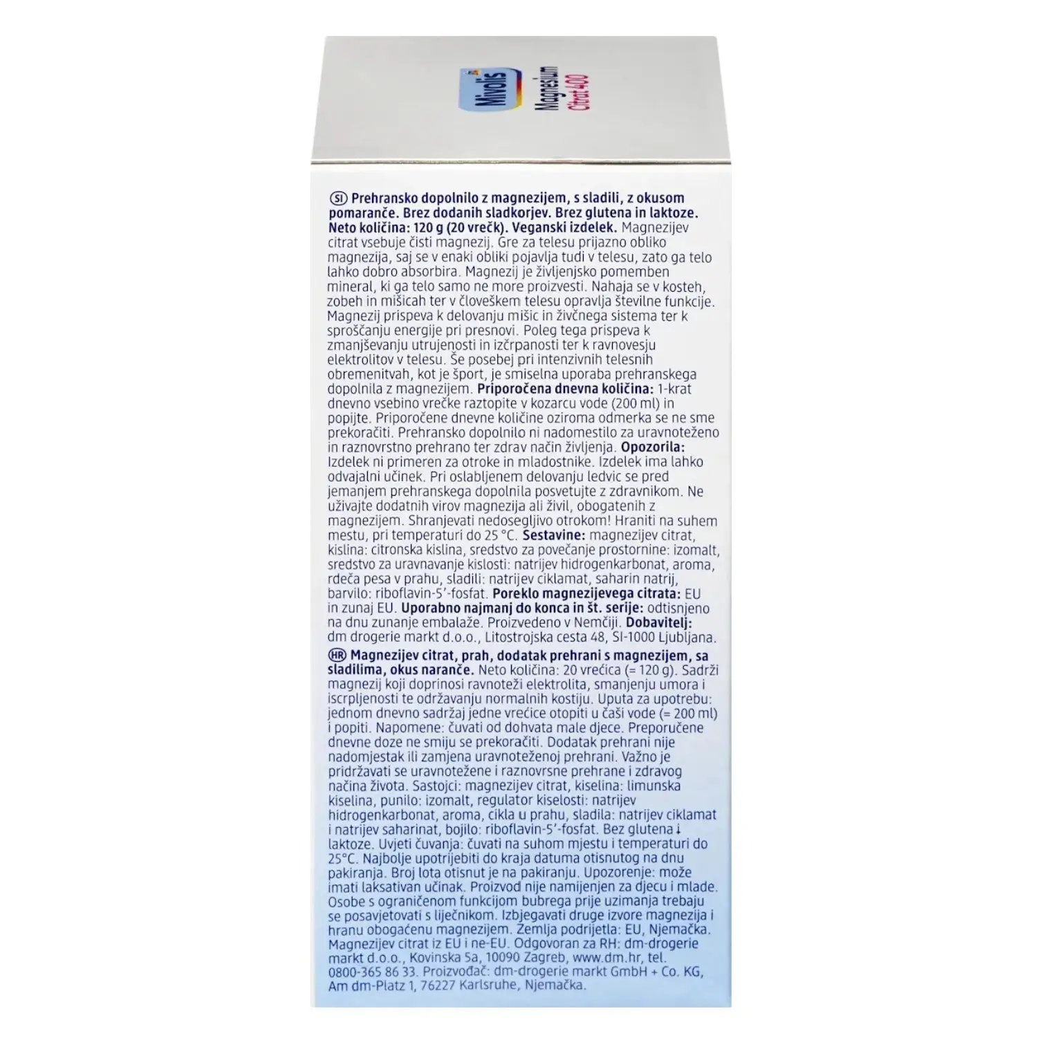 Bột pha uống Mivolis Magnesium Citrat 400 vị cam hộp 20 gói của Đức Bột pha uống Mivolis Magnesium Citrat 400 hộp 20 gói