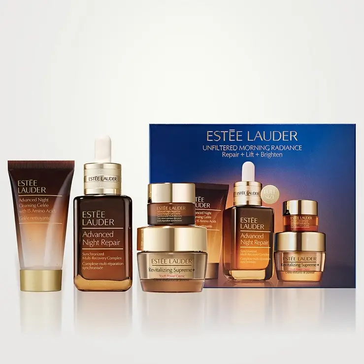 Set Estée Lauder Unfiltered Morning Radiance Repair + Lift + Brighten Estee Lauder Advanced Night Repair Unfiltered Morning Radiance Repair + Lift + Brighten Skincare Gift Set