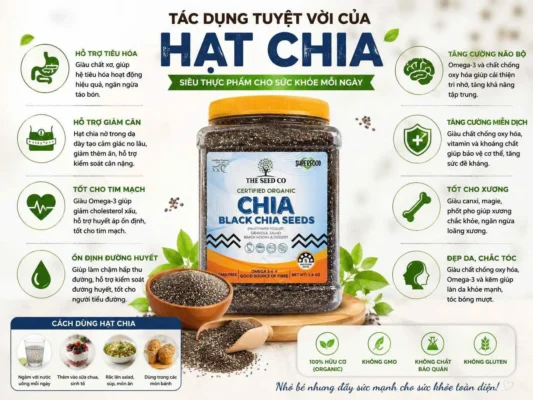 Hạt chia đen hữu cơ The Seed Co Organic Black Chia Seeds 1.6kg của Úc Hạt chia The Seed Co Organic Black Chia Seeds 1.6kg của Úc