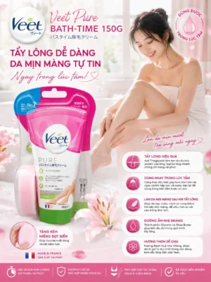 Kem tẩy lông Veet Pure xanh lá Nhật Bản 150gr sạch sâu