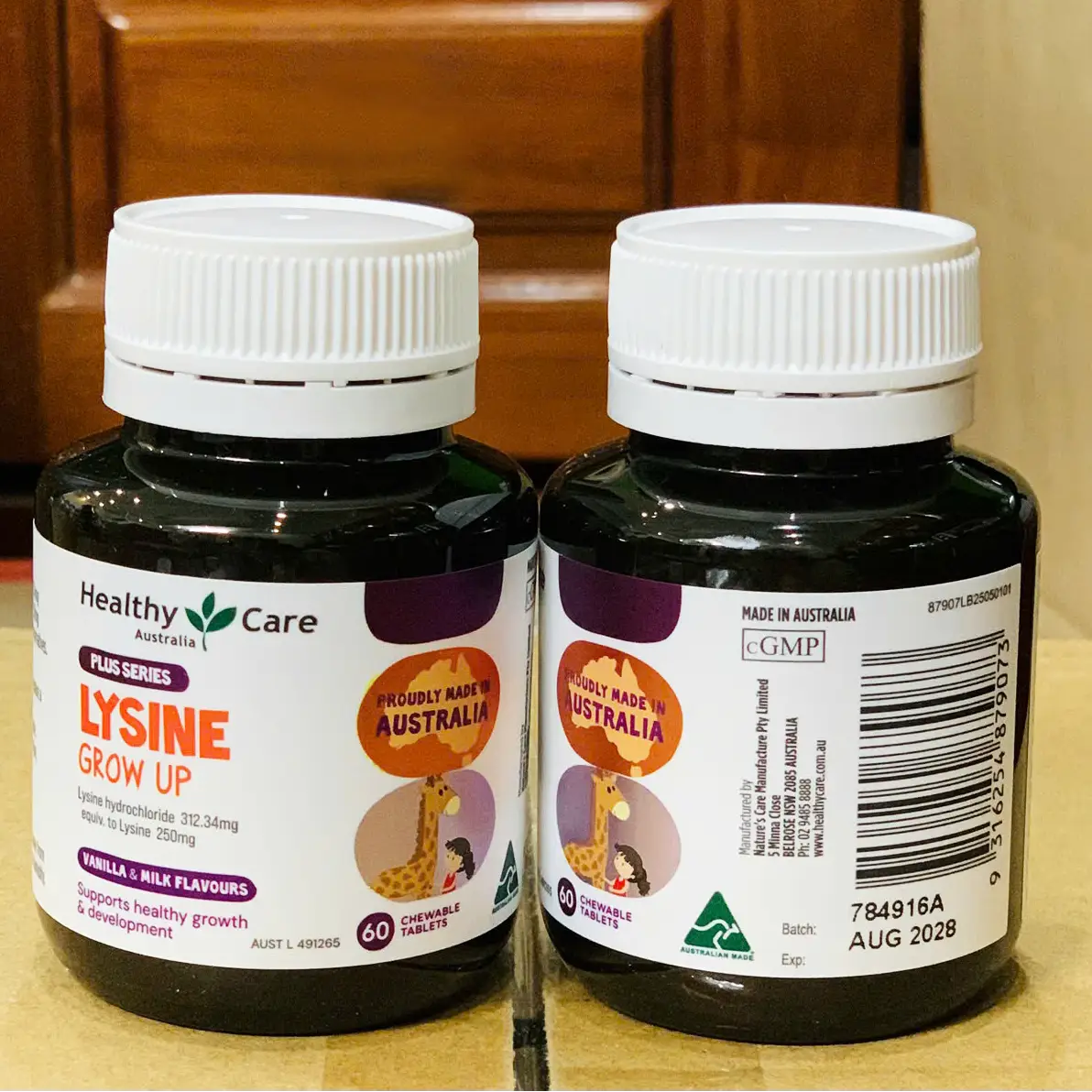Viên nhai Healthy Care Lysine Grow Up 60 viên của Úc Kẹo nhai bổ sung Lysine cho bé Healthy Care Lysine Grow Up Plus Series 60 viên