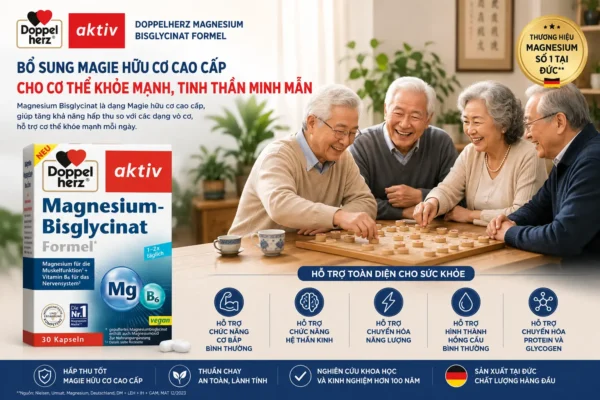 Viên uống Doppelherz Magnesium Bisglycinat Formel 30 viên của Đức Magie hữu cơ Đức Doppelherz Magnesium Bisglycinat Formel 30 viên