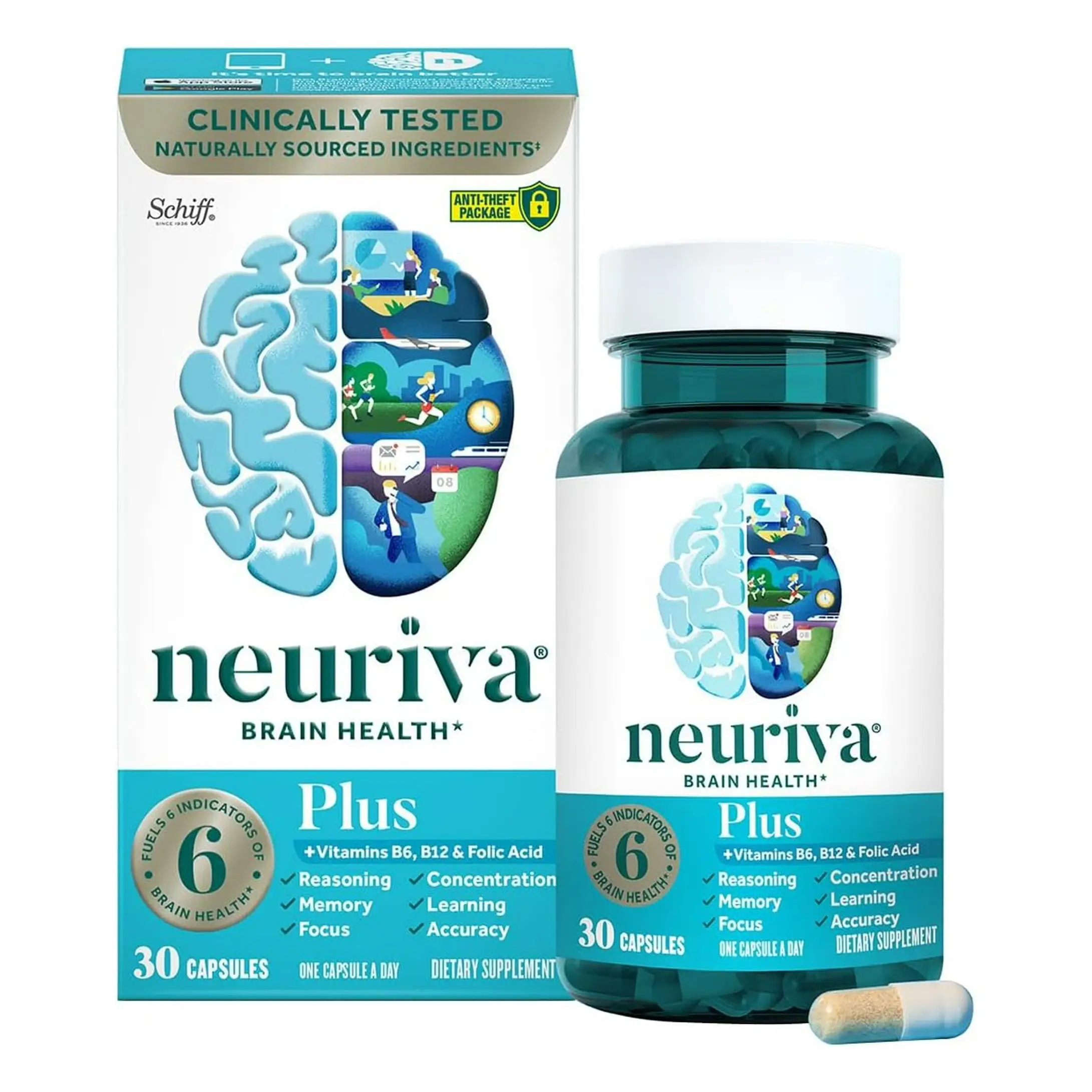 Viên uống bổ não Neuriva Plus Brain Health 30 viên của Mỹ NEURIVA Plus Bổ sung trí nhớ và tập trung 30 viên