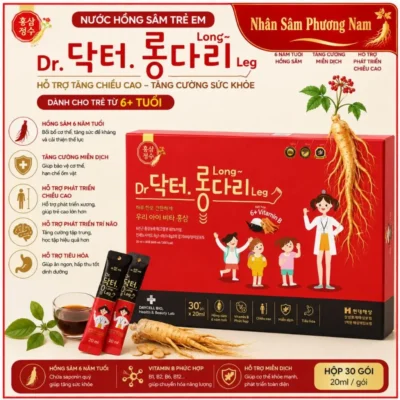 Nước hồng sâm trẻ em Daycell Dr.Long Leg Vita Red Ginseng 10ml x 30 gói của Hàn Quốc Nước hồng sâm Baby Daycell cho bé 30 gói của Hàn Quốc