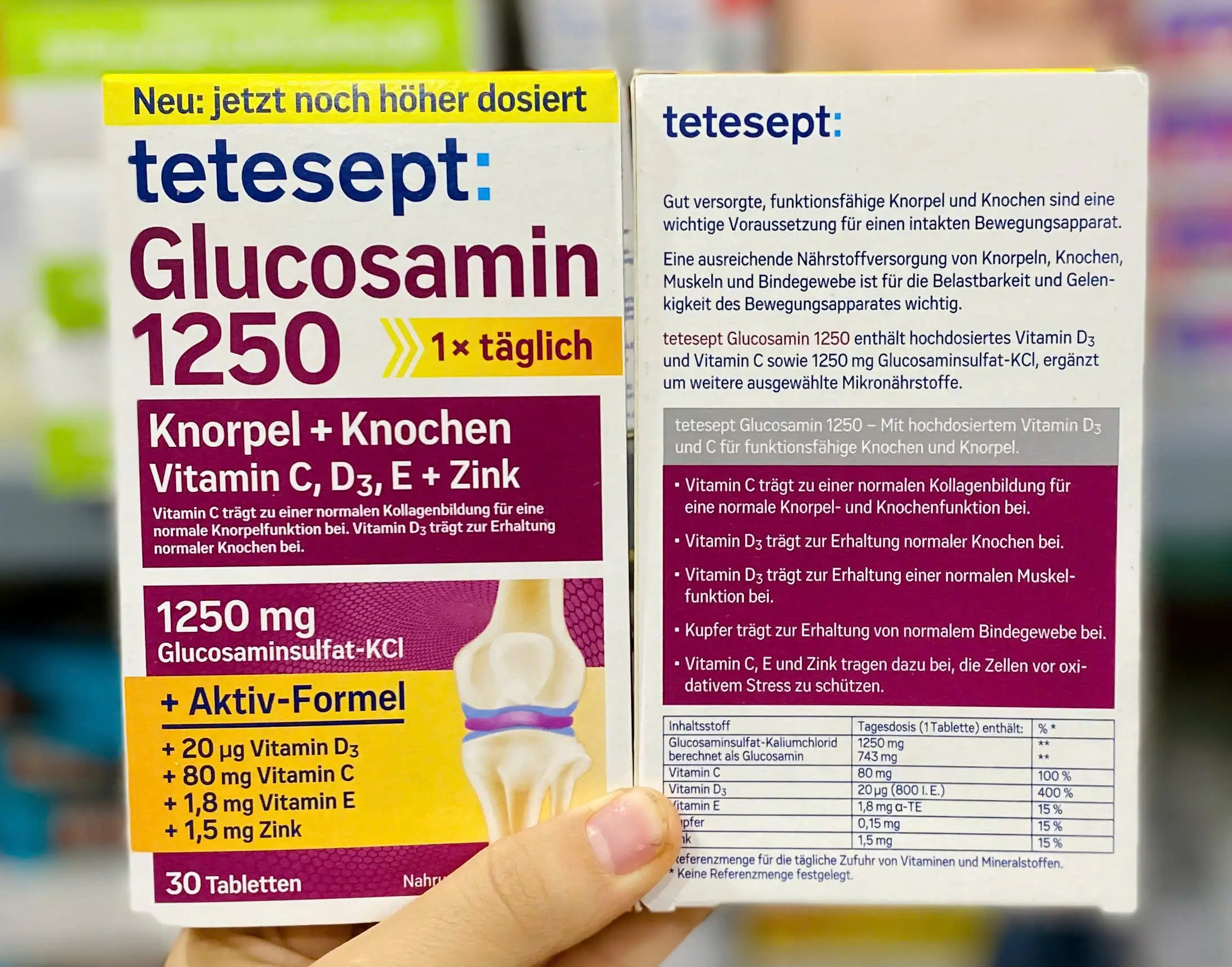 Viên uống Tetesept Glucosamin 1250 Knorpel + Knochen 30 viên của Đức Thuốc Bổ Xương Khớp Tetesept Glucosamin 1250 30 viên của Đức