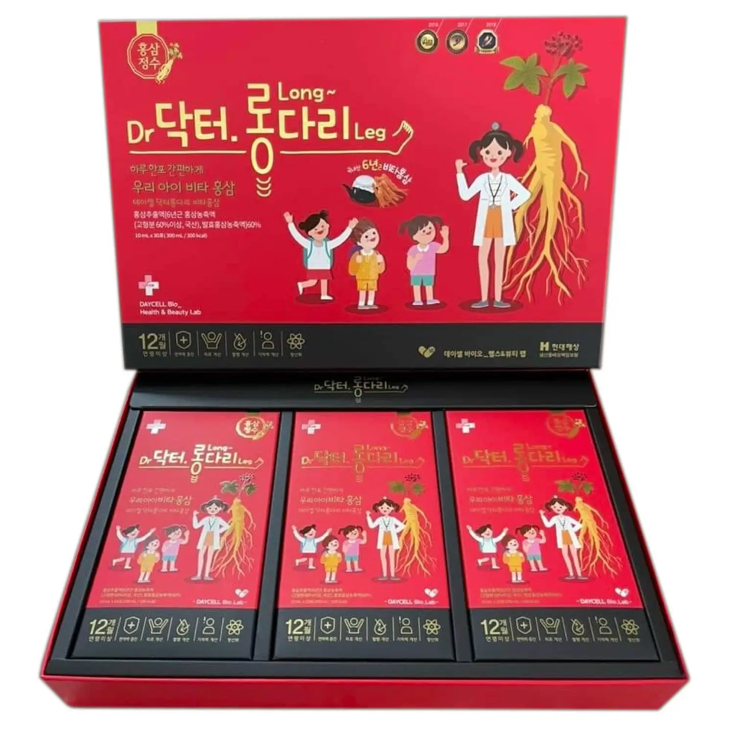 Nước hồng sâm trẻ em Daycell Dr.Long Leg Vita Red Ginseng 10ml x 30 gói của Hàn Quốc Tinh Chất Hồng Sâm Baby Bio Daycell Hàn Quốc