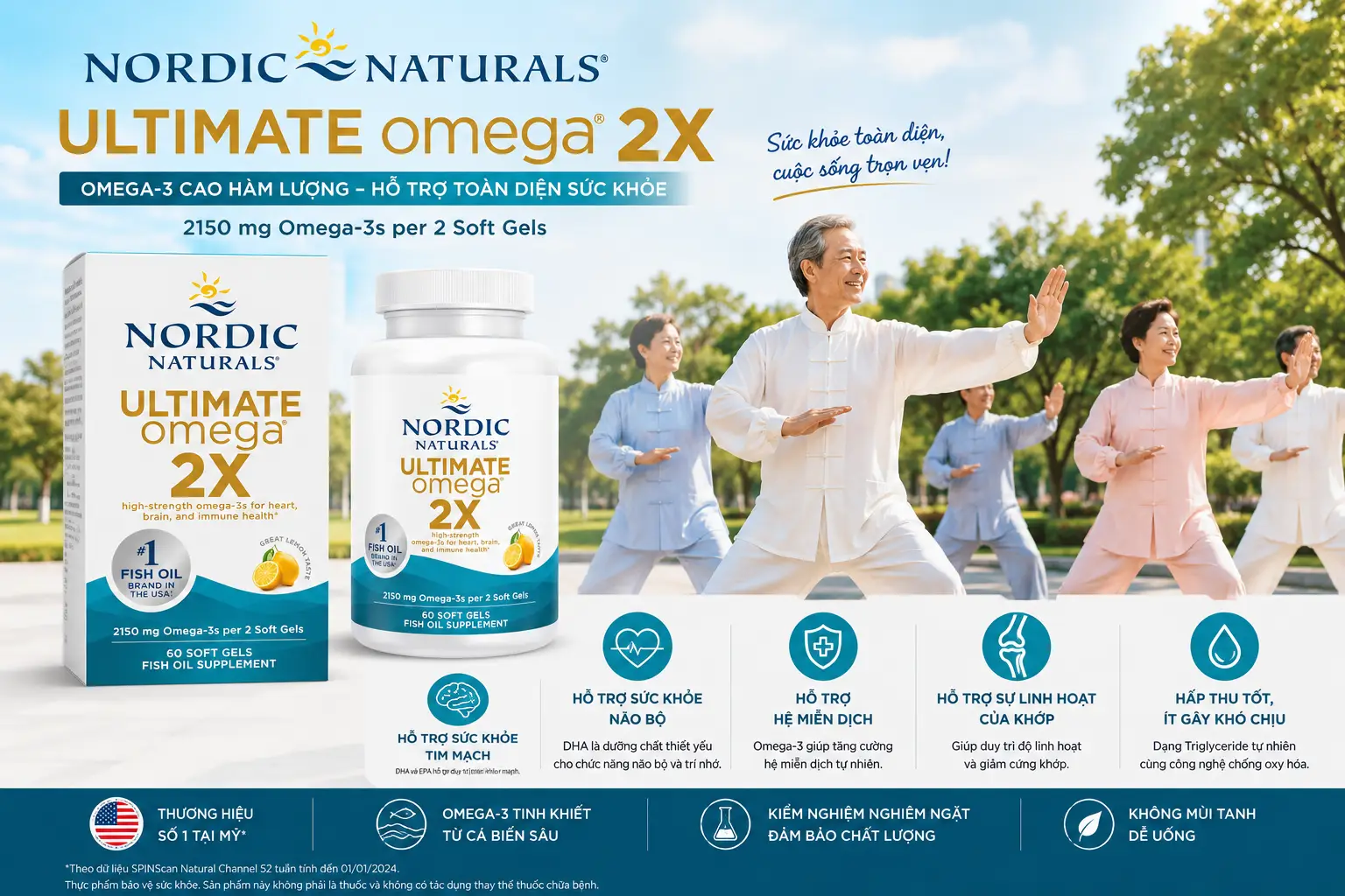 Viên uống Ultimate Omega 2X Nordic Naturals 60 viên của Mỹ Viên Uống Omega-3 Nordic Naturals Ultimate Omega 2X 60 viên