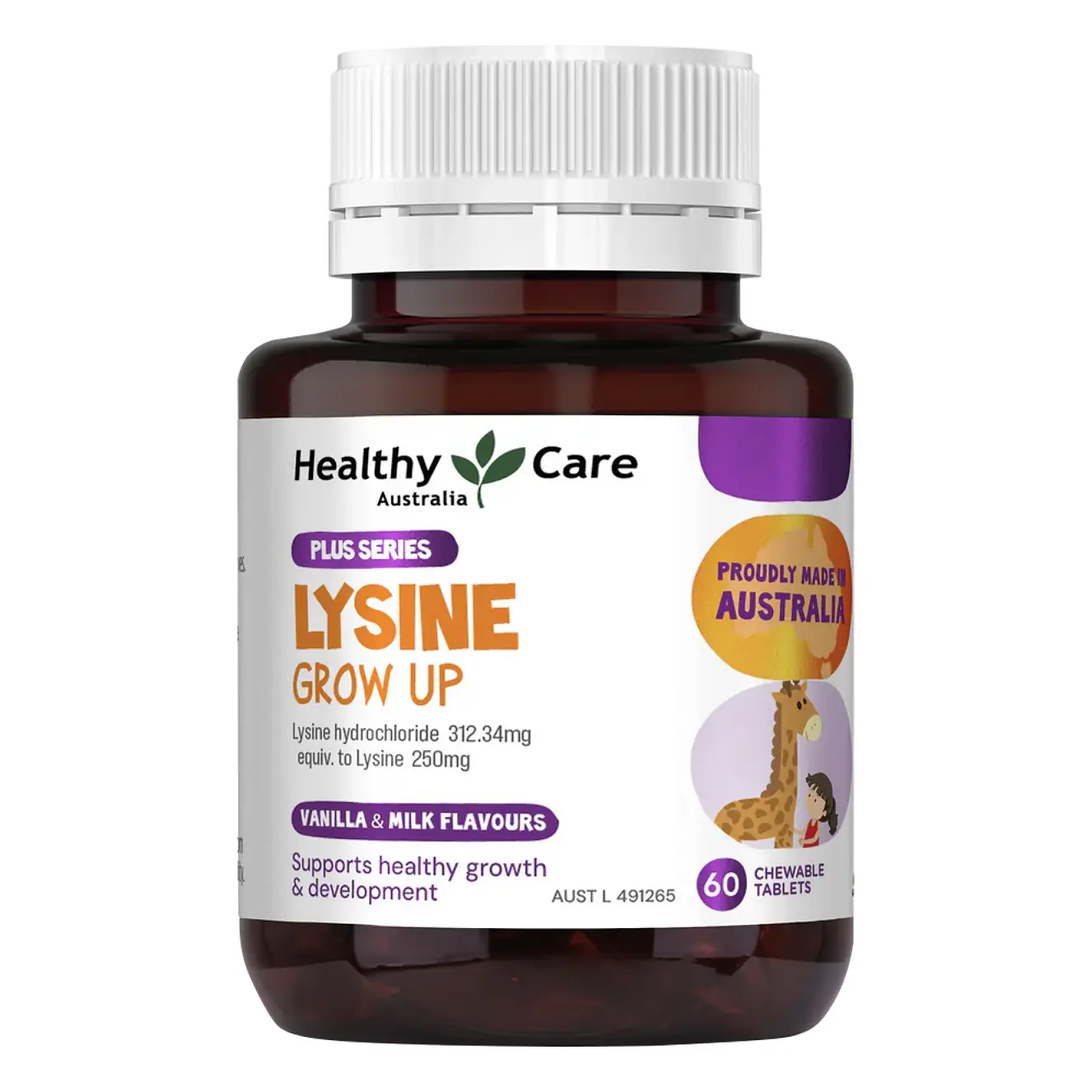 Viên nhai Healthy Care Lysine Grow Up 60 viên của Úc Viên bổ sung Lysine cho bé của Healthy Care Úc, 60 viên