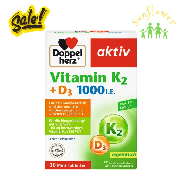 Viên uống Doppelherz Vitamin K2 D3 1000 IE 30 viên của Đức Viên uống Doppelherz Vitamin K2 D3 1000 IE 30 viên của Đức