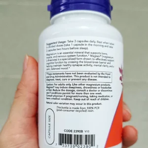Viên uống Magie L-Threonate Now Magtein 90 viên của Mỹ