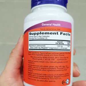Viên uống Magnesium L-Threonate Now Magtein 90 viên của Mỹ