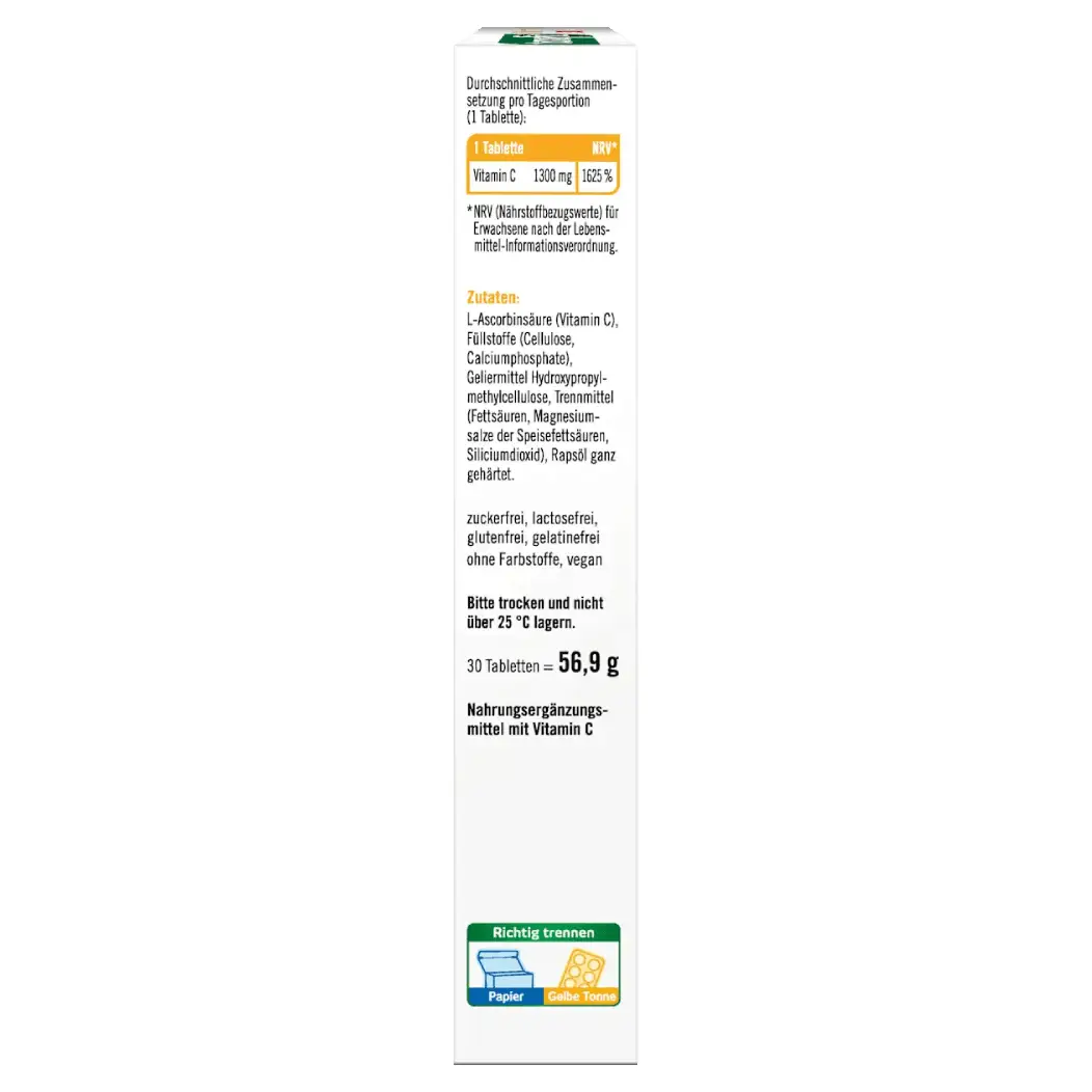 Viên uống Taxofit Vitamin C 1300 Depot 30 viên thuần chay của Đức Viên uống Taxofit vitamin C 1300 30 viên thuần chay