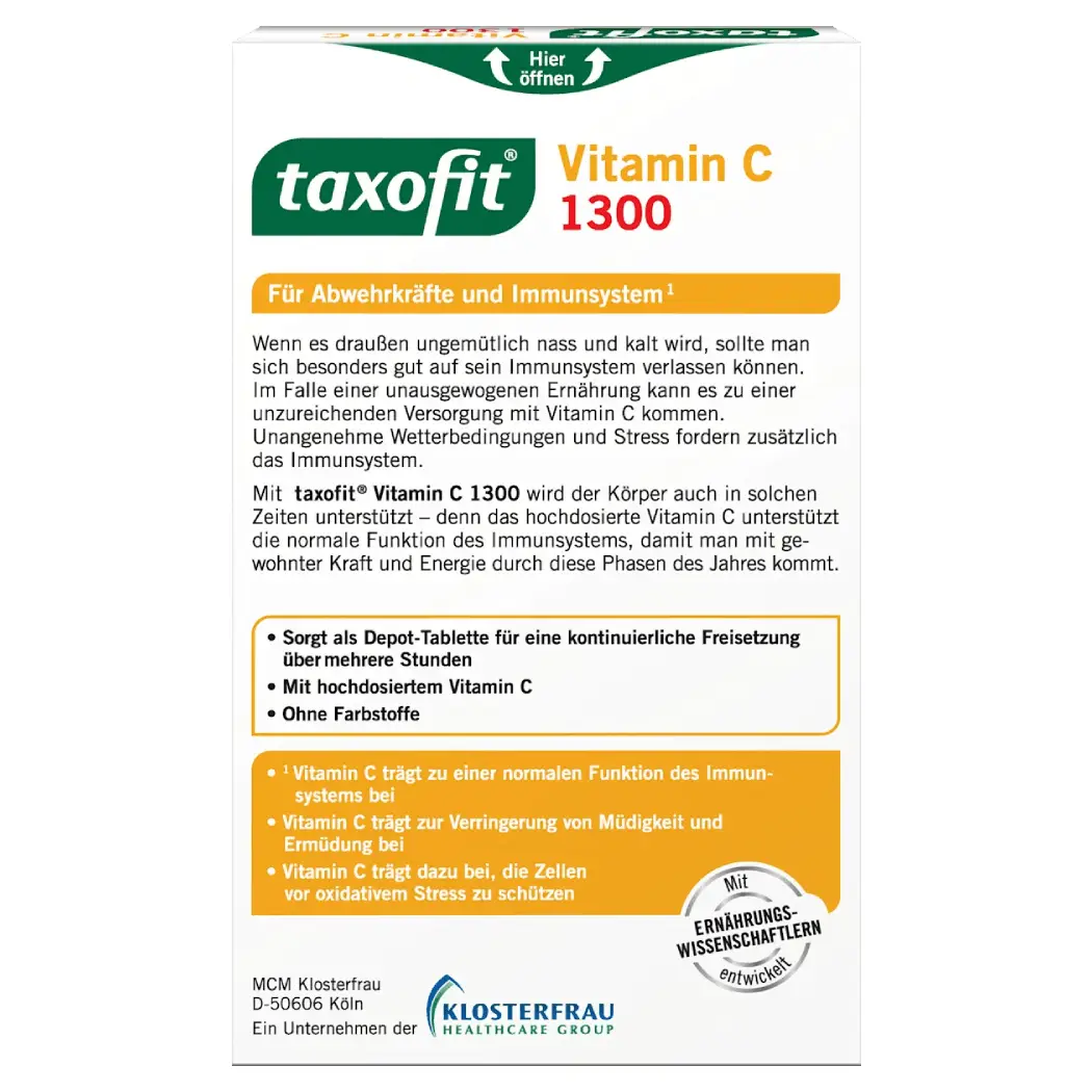 Viên uống Taxofit Vitamin C 1300 Depot 30 viên thuần chay của Đức Viên uống Taxofit vitamin C 1300 30 viên