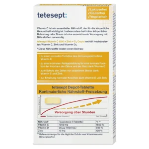 Viên uống Tetesept Vitamin C 1200 Zink D3 30 viên thuần chay của Đức Viên uống Tetesept Vitamin C 1200 Zink D3 30 viên thuần chay