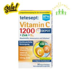 Viên uống Tetesept Vitamin C 1200 Zink D3 30 viên thuần chay của Đức