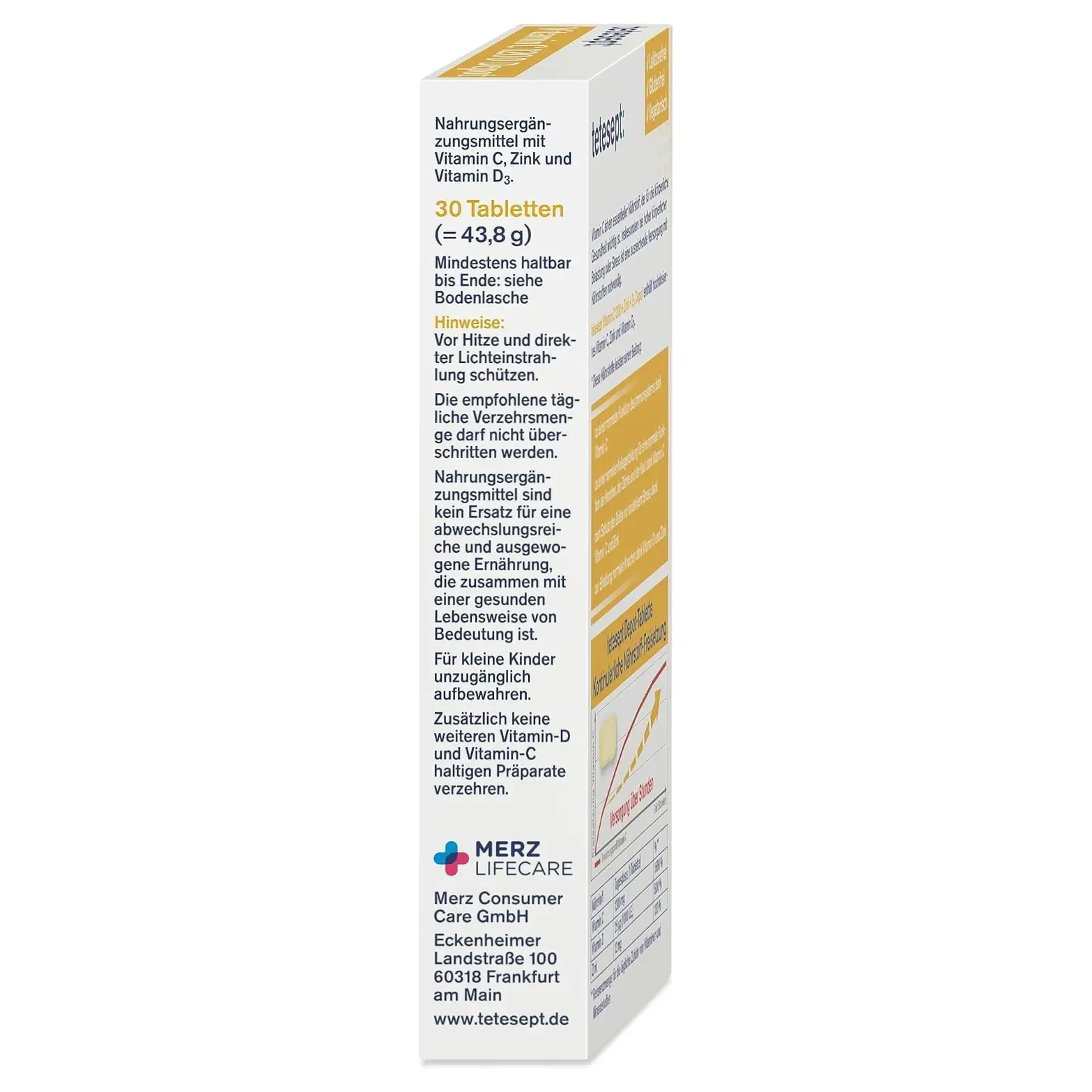 Viên uống Tetesept Vitamin C 1200 Zink D3 30 viên thuần chay của Đức Viên uống Tetesept Vitamin C 1200 Zink D3 30 viên