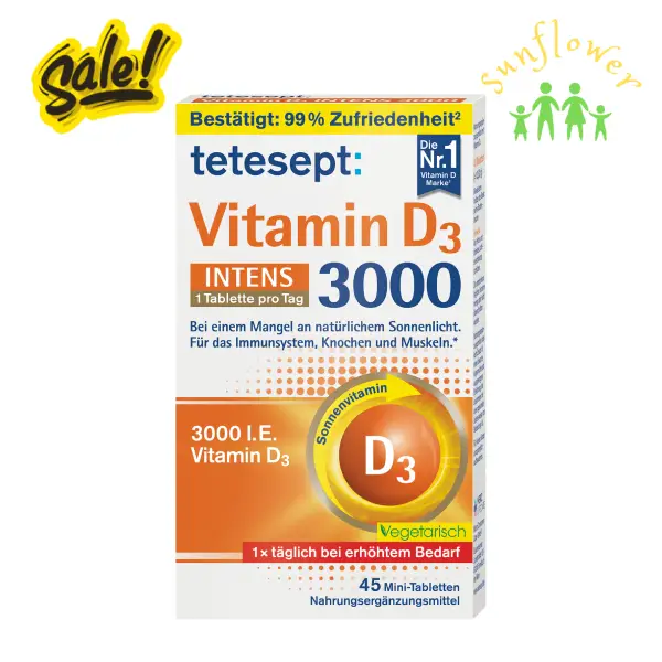 Viên uống Tetesept Vitamin D3 3000 INTENS 45 viên mini của Đức Viên uống Tetesept Vitamin D3 3000 INTENS 45 viên mini của Đức