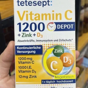 Viên uống Tetesept Vitamin C 1200 Zink D3 30 viên thuần chay của Đức Viên uống Vitamin C 1200 Depot + Zinc + D3 Tetesept 30 tablets