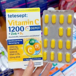 Viên uống Tetesept Vitamin C 1200 Zink D3 30 viên thuần chay của Đức Viên uống Vitamin C 1200 + Zink + D3 tetesept 30 viên của Đức