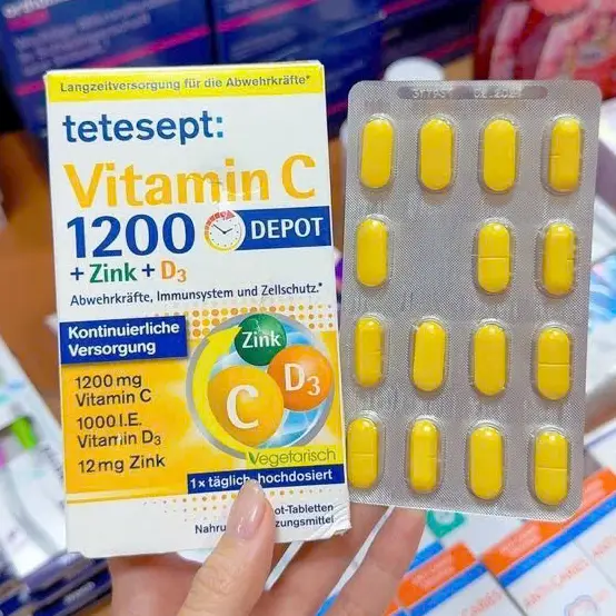 Viên uống Tetesept Vitamin C 1200 Zink D3 30 viên thuần chay của Đức Viên uống Vitamin C 1200 + Zink + D3 tetesept 30 viên của Đức