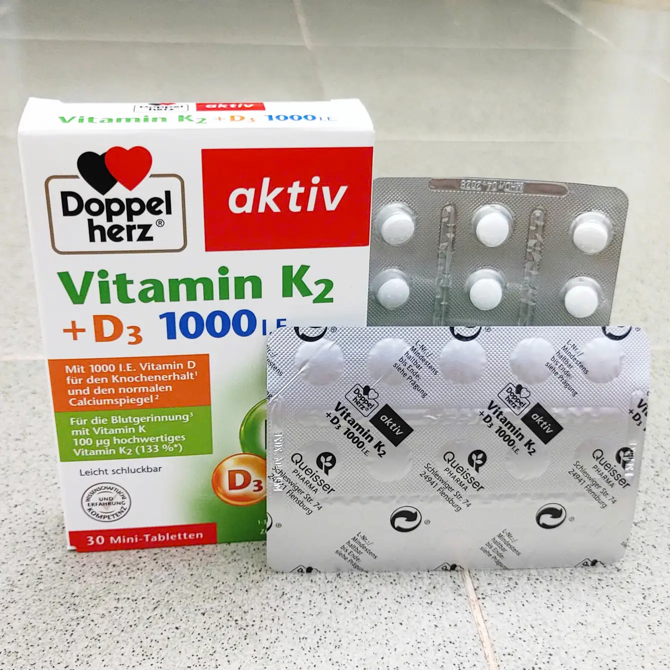 Viên uống Doppelherz Vitamin K2 D3 1000 IE 30 viên của Đức Viên uống bổ sung Vitamin K2 D3 1000IE Doppelherz hộp 30 viên