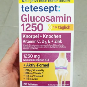 Viên uống Tetesept Glucosamin 1250 Knorpel + Knochen 30 viên của Đức Viên uống bổ xương khớp tetesept Glucosamin 1250 Knorpel + Knochen 30 viên của Đức