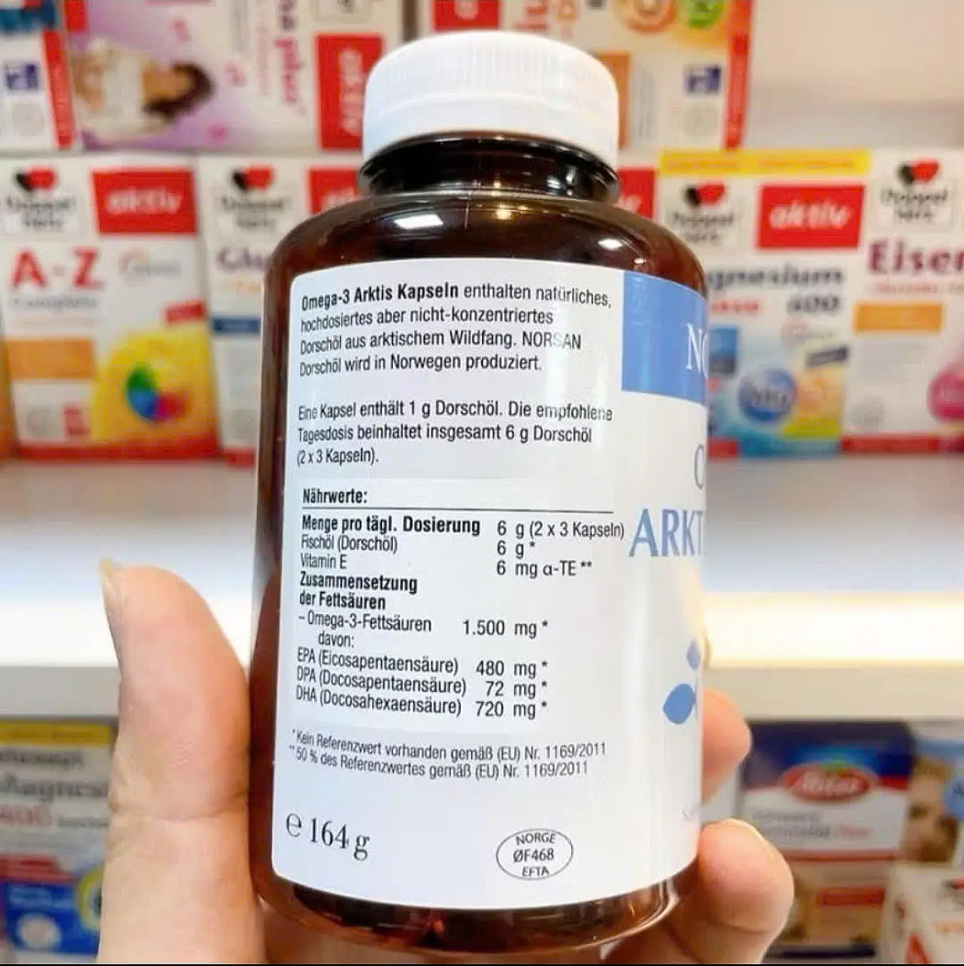 Viên uống dầu cá tuyết Norsan Omega 3 1500mg 120 viên của Đức Viên uống dầu cá NORSAN Omega-3 Kapseln 1500mg 120 viên